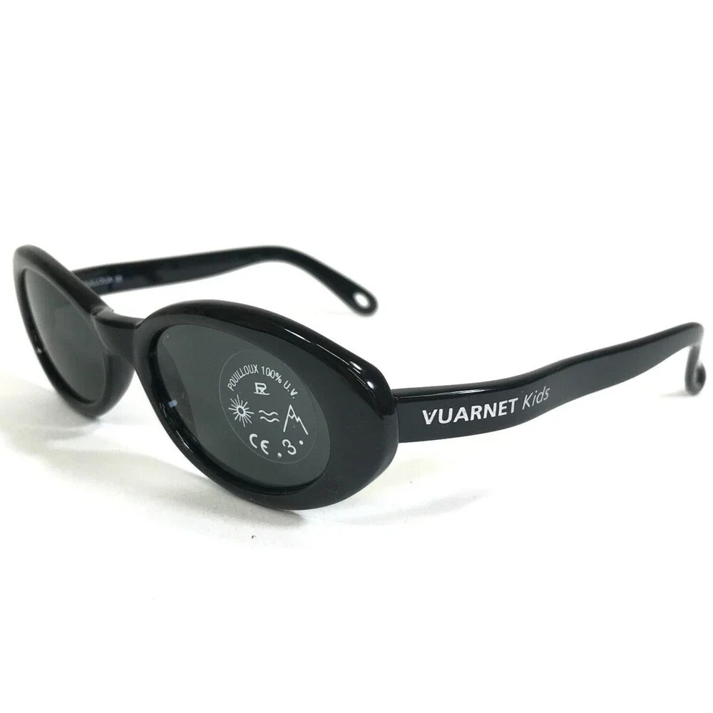 Vuarnet Kids Sunglasses B600 Black Round Frames with Black Lenses 48-18-110